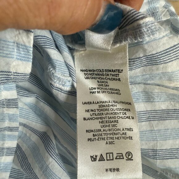 Anthropologie Pilcro Striped Floral Embroidered Blouse Top Medium Blue White - Picture 13 of 14